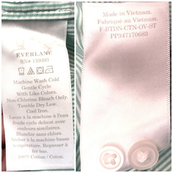 NWT Everlane Mint Pinstriped The Silky Cotton Relaxed Shirt, Oversized, Size 0 - Picture 13 of 14